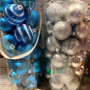 Blue and Silver Holiday Ornament Set